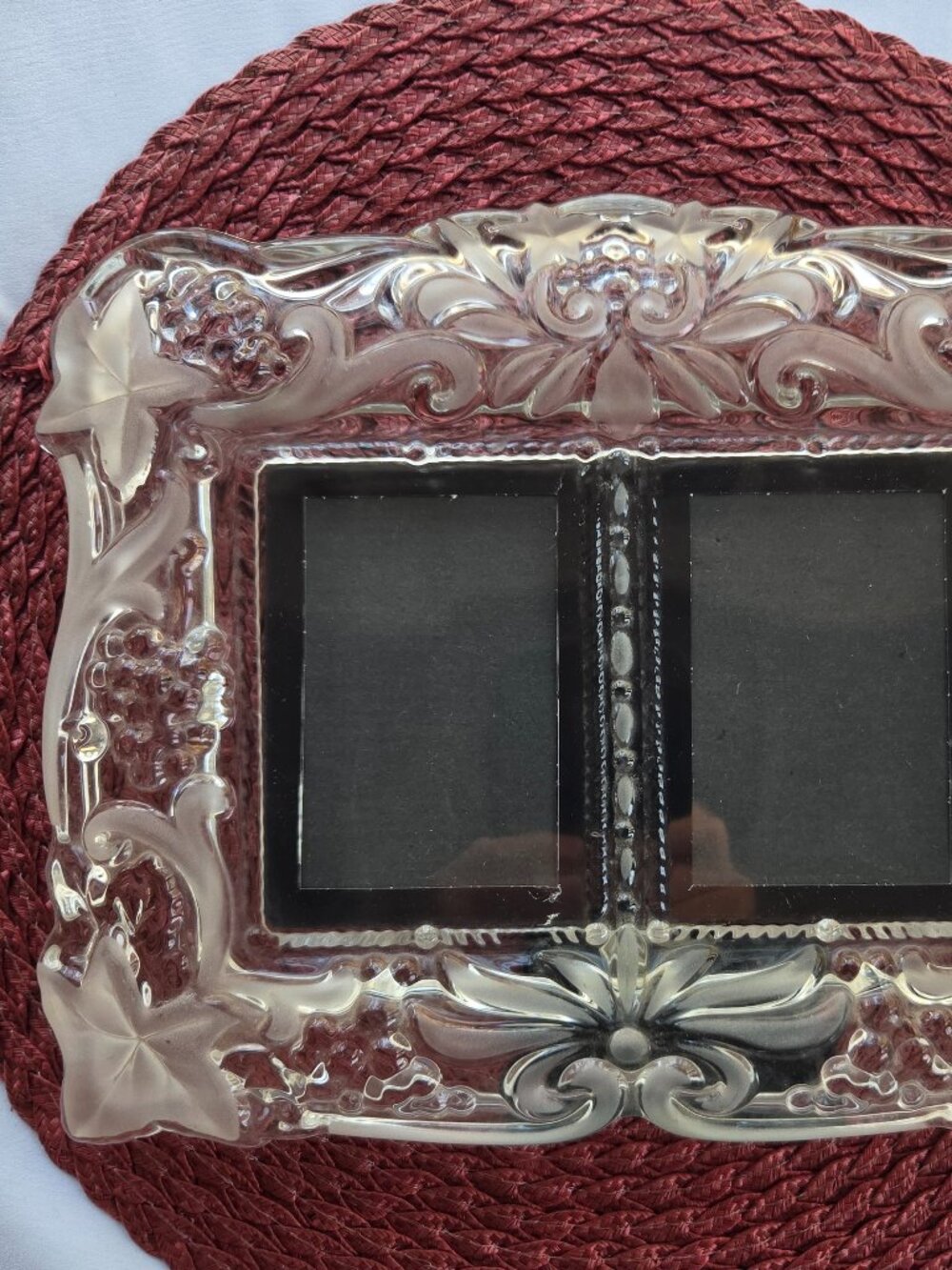 Vtg Mikasa Memories Duet Crystal Double Picture Frame 3x5 Ornate Made in Germany